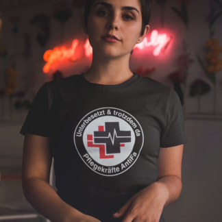 #antifasticker T-Shirt "Pflegekräfte" (schwarz, Damen Classic, verschiedene Ausführungen)